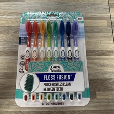 Soft Toothbrushes for Adults - Floss Fusion Design, 8 Pack, Gentle Cleaning