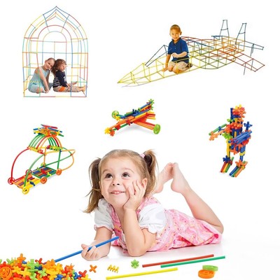 Straw Constructor Toys 1000 Pcs Interlocking Plastic Building Toy For Kids Ed...