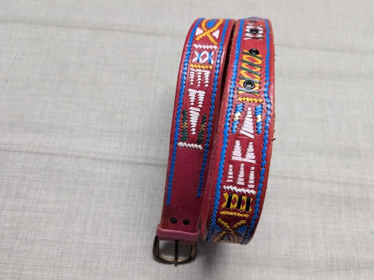 New ? The Austin Collection Leather Belt With Colorful Woven Bands, Size 34 Leather Multicolor 34 Size Belts for Men for sale | eBay main image 2