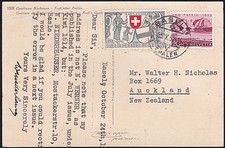 SWITZERLAND 1952 Postcard used Basel to New Zealand........................D6969
