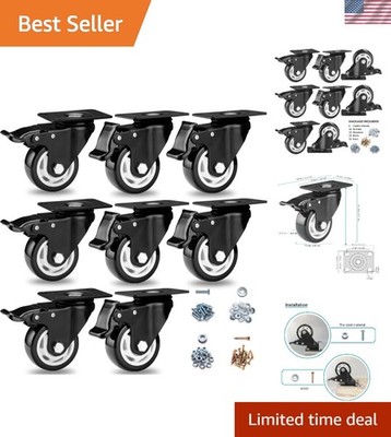3in Heavy Duty Casters Set of 8 Locking Swivel Polyurethane Wheels for Indust...