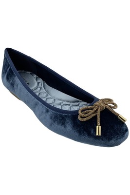 Birdies Women's The Hummingbird Ballet Flat Ocean Velvet Bow