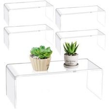 4 Pcs Acrylic Display Risers 11'' x 4.5'' x 4'' Rectangular Clear Cupcake Sta...