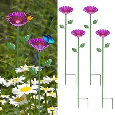 4-Pack Bee Watering Station, 25 Inch Iron Bee Bath for Garden [Rose Red]