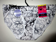 Maidenform BIKINI panties Barely There invisible Black White floral Nylon  M/6