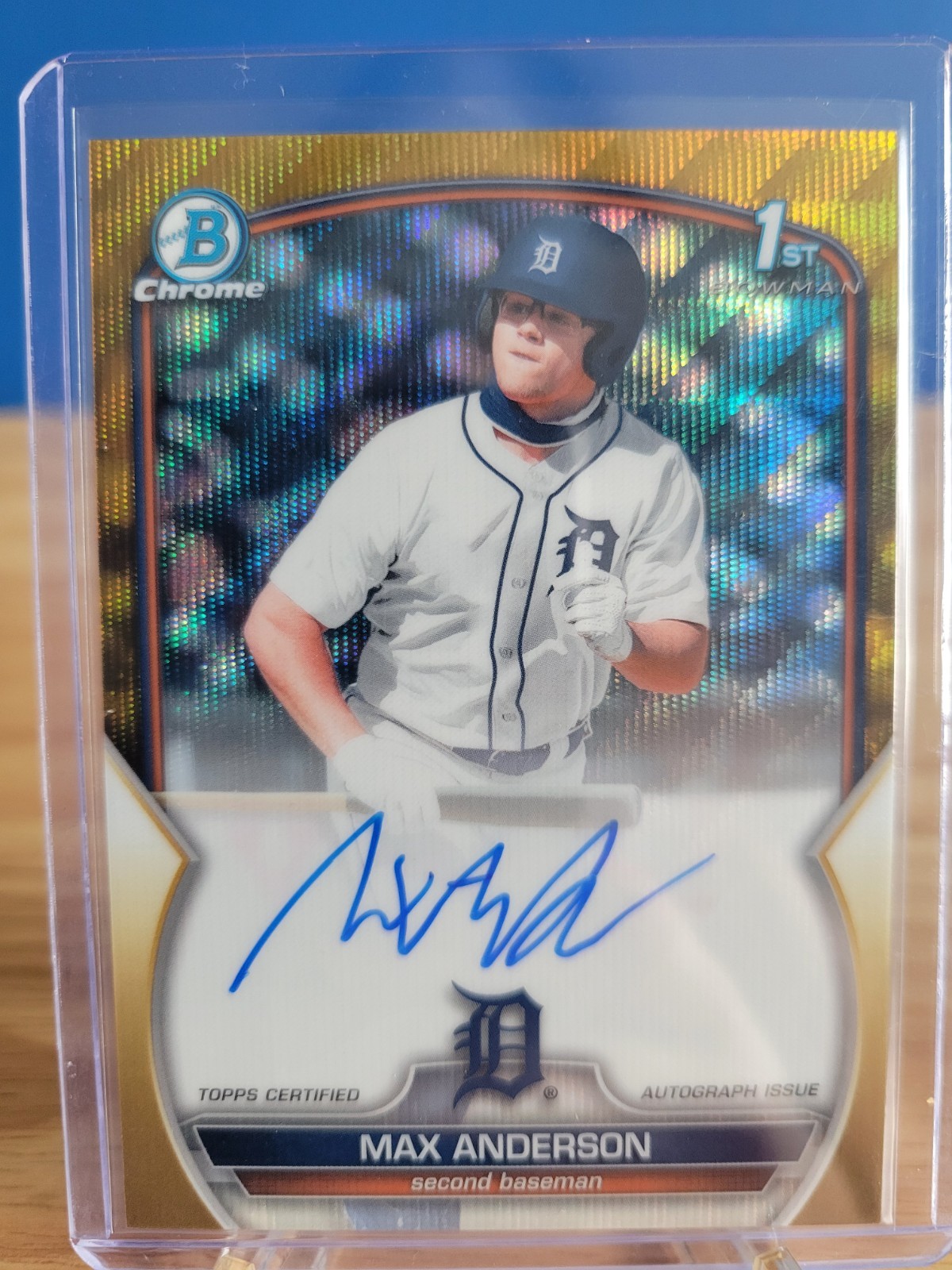 2023 Bowman Chrome Max Anderson 1st Gold Wave Refractor Auto 45/50 Tigers