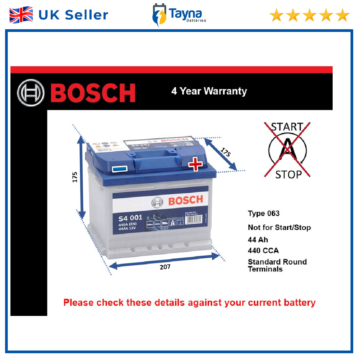  - Bosch S 4001 Car Battery 44 A / H-440 A - Image 42