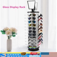 Sunglass Display Rack 360 Rotating Metal Glasses Stand Holder 44 Pairs W/Mirror