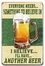 Vintage Look Bar Sign Decor, Funny Metal Beer Sign for Home Bar