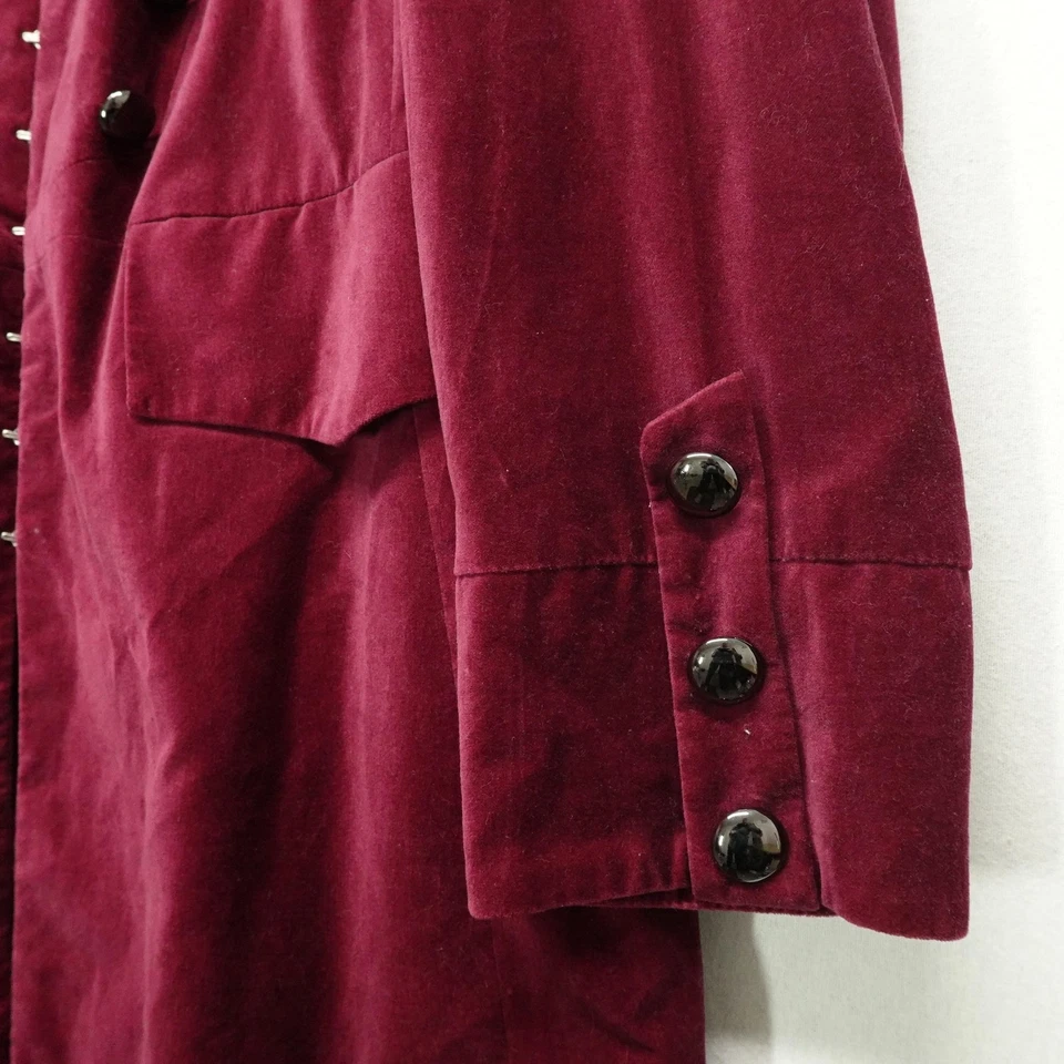 Casaco Newport News feminino 20W veludo borgonha militar forrado com peito duplo - Imagem 4 de 4