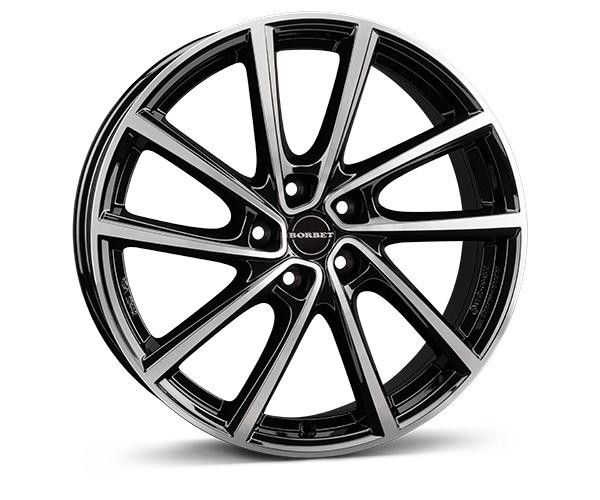 1X Borbet Design V Black Polished Glossy 7.0Jx19 5X108 ET38-image
