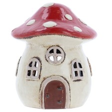 Shudehill Giftware Village Pottery Red Toadstool House Tealight Holder Ceramic