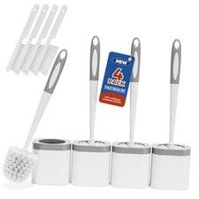 Toilet Brush, 4 Pack Toilet Brush and Holder Set Bathroom Accessories, White