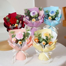 Knitted Flower Crochet Flower Bouquet Finished Hand Woven Preserved Flower