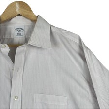 Brooks Brothers Mens 18 4/5 White Stripe Regent 1818 Fit No Iron Dress Shirt