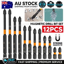 12x Magnetic Drill Bit Cross Head Impact Screwdriver Drills Anti-Slip Bits Set