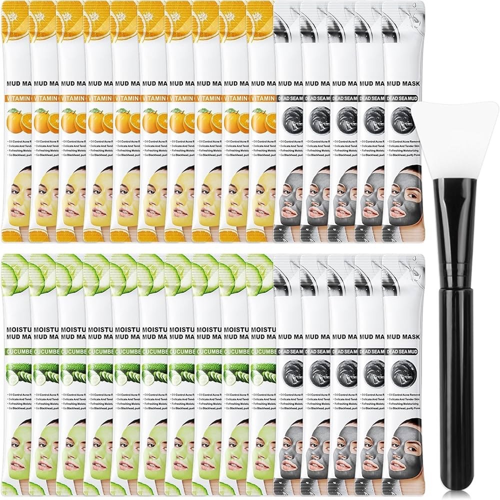 30PCS Clay Mask for Face,Vitamin C,Dead Sea Mud,Cucumber Mud Mask Set,Deep Clean-image