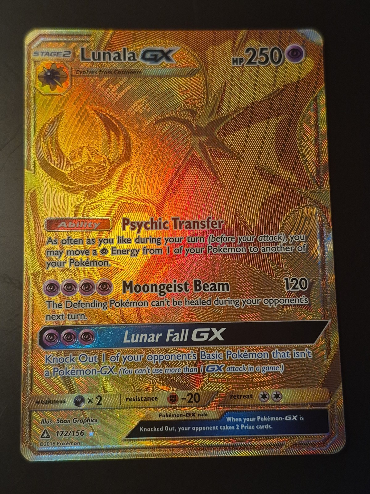 Lunala GX 2018 Sun & Moon: Ultra Prism #172/156 Holo (Secret