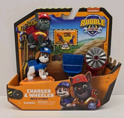 Paw Patrol Rubble & Crew Charger & Wheeler Build It Pack Dog Figure Playset
