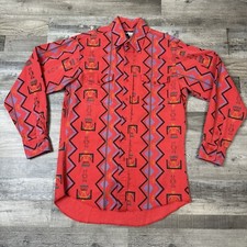 VTG Wrangler Brushpopper Shirt Men Aztec Sz 15.5 - 34 Long Sleeve Western Cowboy