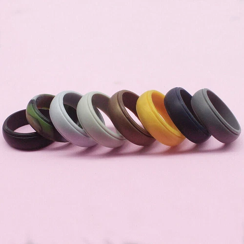 Schwarz Silikon Ring Gummi Ehering flexibel für Männer Training Männer Lifestyle - Bild 10 von 46