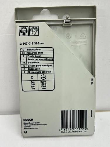 Bosch 8-Piece Twist Drill Bit Set for Masonry, Tungsten Carbide Tipped Bits. NEW - Picture 2 of 4