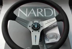NARDI DEEP CORN 350 steering wheel black leather white spokes 80 mm deep