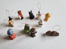 Halloween Mini Ornaments Decorations Mini Set of 10 Ghost Witch Mummy NEW