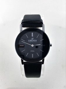 grenen black leather watch