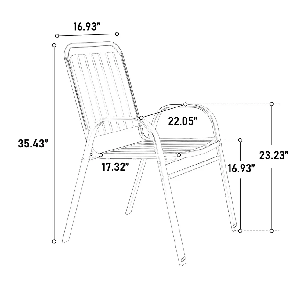 Juego de comedor de jardín de patio de 7 piezas para 6 muebles de exterior con sillas de mesa Foto 4 de 4