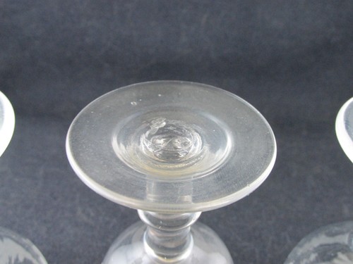 1860S PITTSBURGH GLASS SET OF 3 WINE GOBLETS 4.25 INCHES ENGRAVED LEAF SPRAYS - Picture 5 of 5