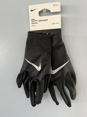 Nike Miler Gloves Running Adult L-XL  Dri-Fit Ghost BLACK /Silver