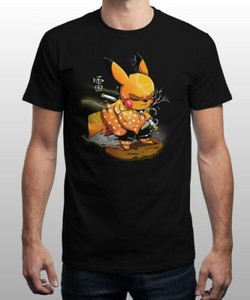 Pikachu Zenitsu Thunder Pokemon Demon Slayer Parody Anime Black T Shirt S 3xl Ebay