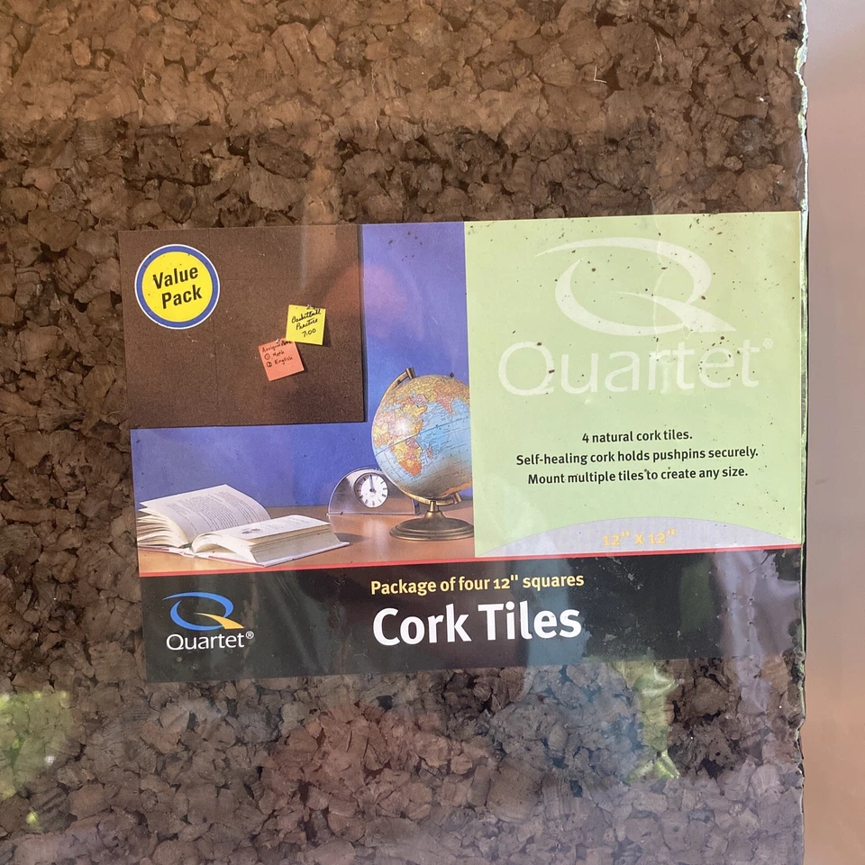 Quartet Dark Cork Tiles 12" x 12" 4-Pack by ACCO Brown Bulletin Board Panels - Image 2 of 4