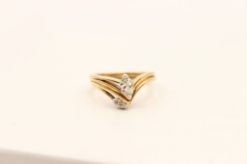 Beautiful 14K Gold & .5ctw Natural Diamond Wedding Band SET Sz 7.5 Gold 4.85g - Picture 4 of 13