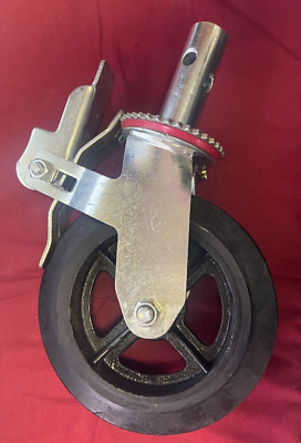 8 Inch Rubber Scaffold Caster with 1-1/4  Stem w/Brake   Service Caster Brand