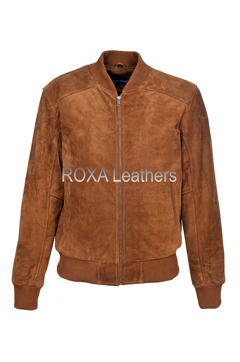 NEW Classy Men's Genuine Suede Leather Jacket Tan Hand Craft