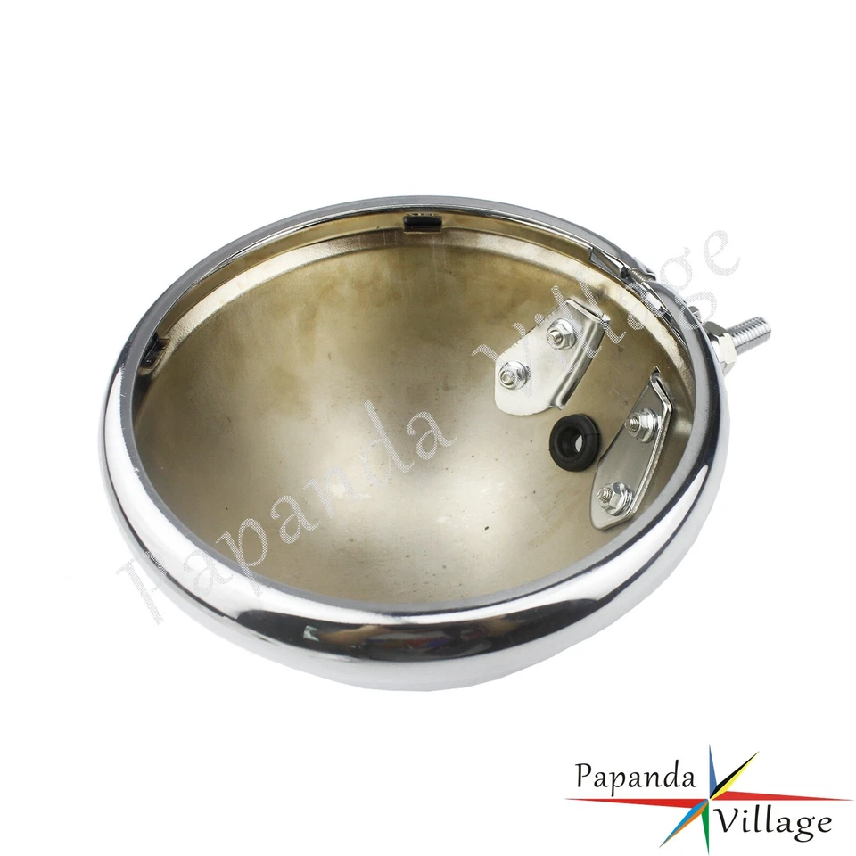 Round 5.75" Headlight Bucket Bulb Chrome Shell For Harley Sportster Dyna Softail - Image 4 of 4