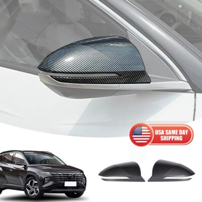 #ad #ad 22 25 Tucson Santa Cruz Carbon Fiber Car Rearview Side Mirror Cap Cover Trim $34.99