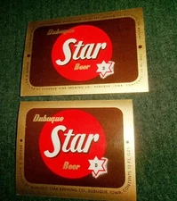 Two Different Dubuque Star Beer Iowa Vintage Bottle Labels