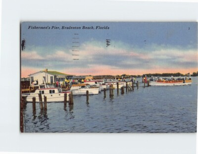 #ad Postcard Fishermen#x27;s Pier Bradenton Beach Florida USA $3.46