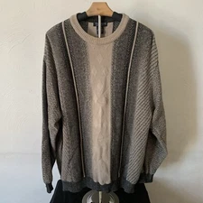 Vintage Tosani Sweater Mens XL Textured Knit 100% Cotton Neutral Colors Canada