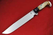 Busse Custom ASHBM .313" Satin INFI Blade, G-rexed Natural Marble Stone Handle