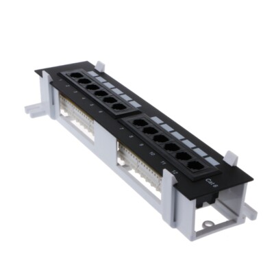 12-Port Blank Patch Panel Rack Mount Cable Management For Cat5e/Cat6 RJ45 Ethern