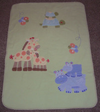 CIRCO GREEN BABY Blanket Two Animals Pairs MOMS BABIES Hippos Giraffes Turtles