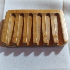 Soap Dish with Slanted Waterfall Design by , Bar Soap Holder Teak Wood, 1pcs