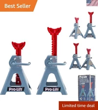 Adjustable 3-Ton Double Pin Jack Stands with Durable Construction - Grey Finish