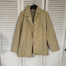 Tribeca Studio Vintage Leather Coat Beige Leather  damaged, Good For Projects