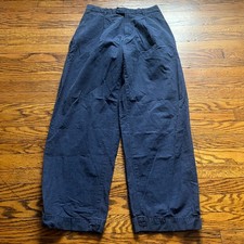 Uniqlo Ines de la Fressange Womens S Pleated Linen Blend Wide Leg Pants Navy