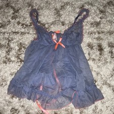 Victorias Secret Babydoll Chemise Purple Ruffle Bow Medium Y2K Vintage Lavender